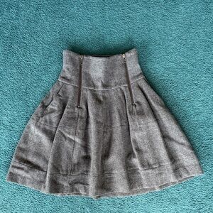 H&M Gray Wool Skirt A-Line Winter Skirt Classic Academia Style Zipper Schoolgirl